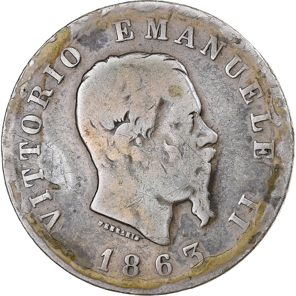 Włochy, Vittorio Emanuele II, Lira, 1863, Milan, Srebro, VF(20-25)