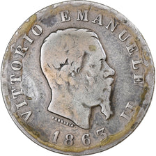 Italy, Vittorio Emanuele II, Lira, 1863, Milan, Silver, VF(20-25)