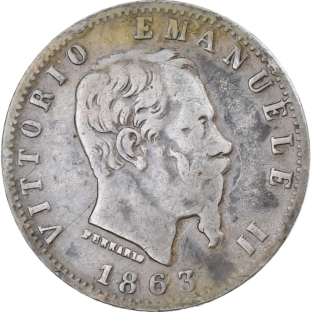 Włochy, Vittorio Emanuele II, 20 Centesimi, 1863, Milan, Srebro, VF(20-25)