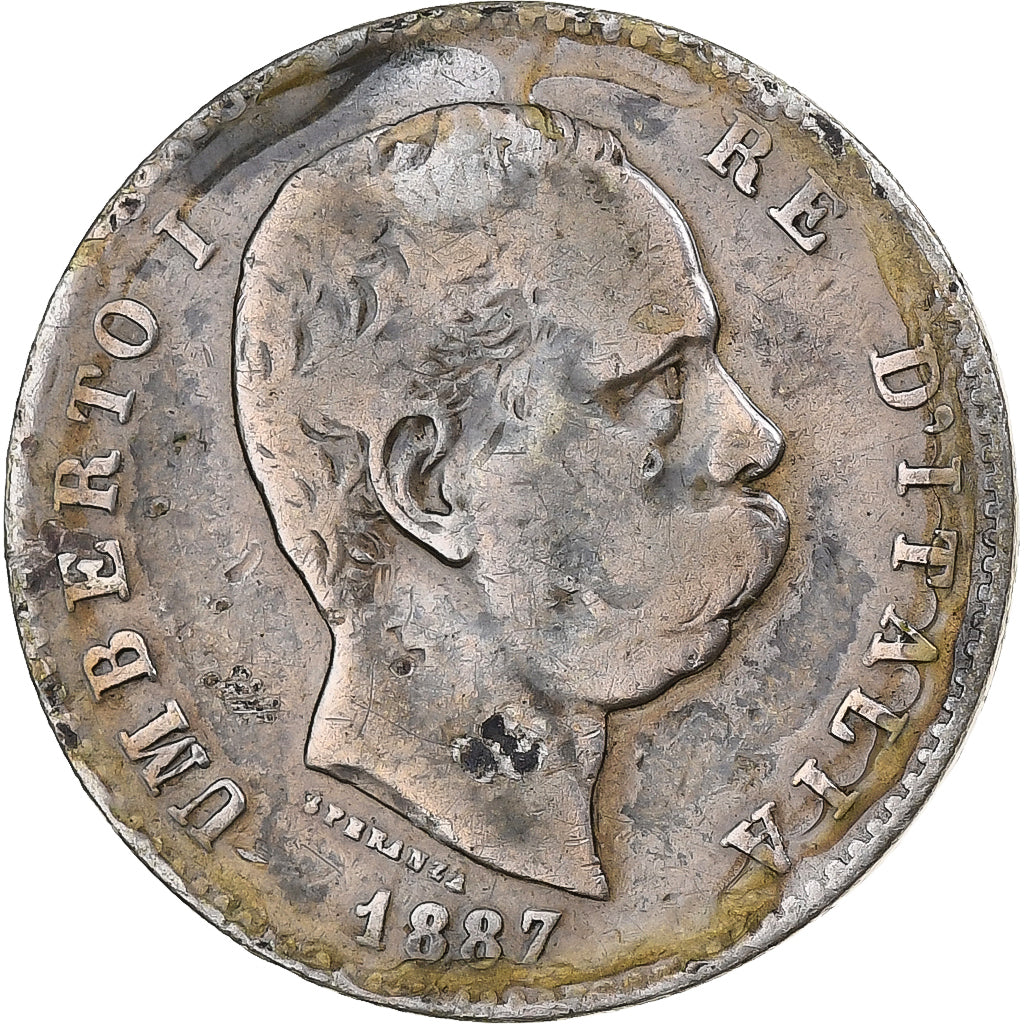 Itália, Umberto I, Lira, 1887, Milan, Prata, VF(20-25)