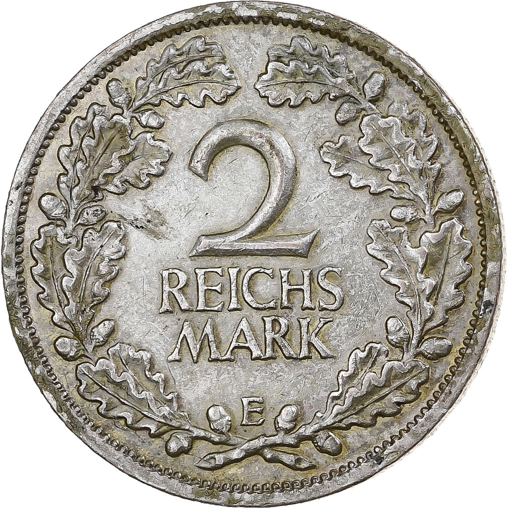 Weimar Republic, 2 Mark, 1926, Muldenhütten, Prata, EF(40-45)