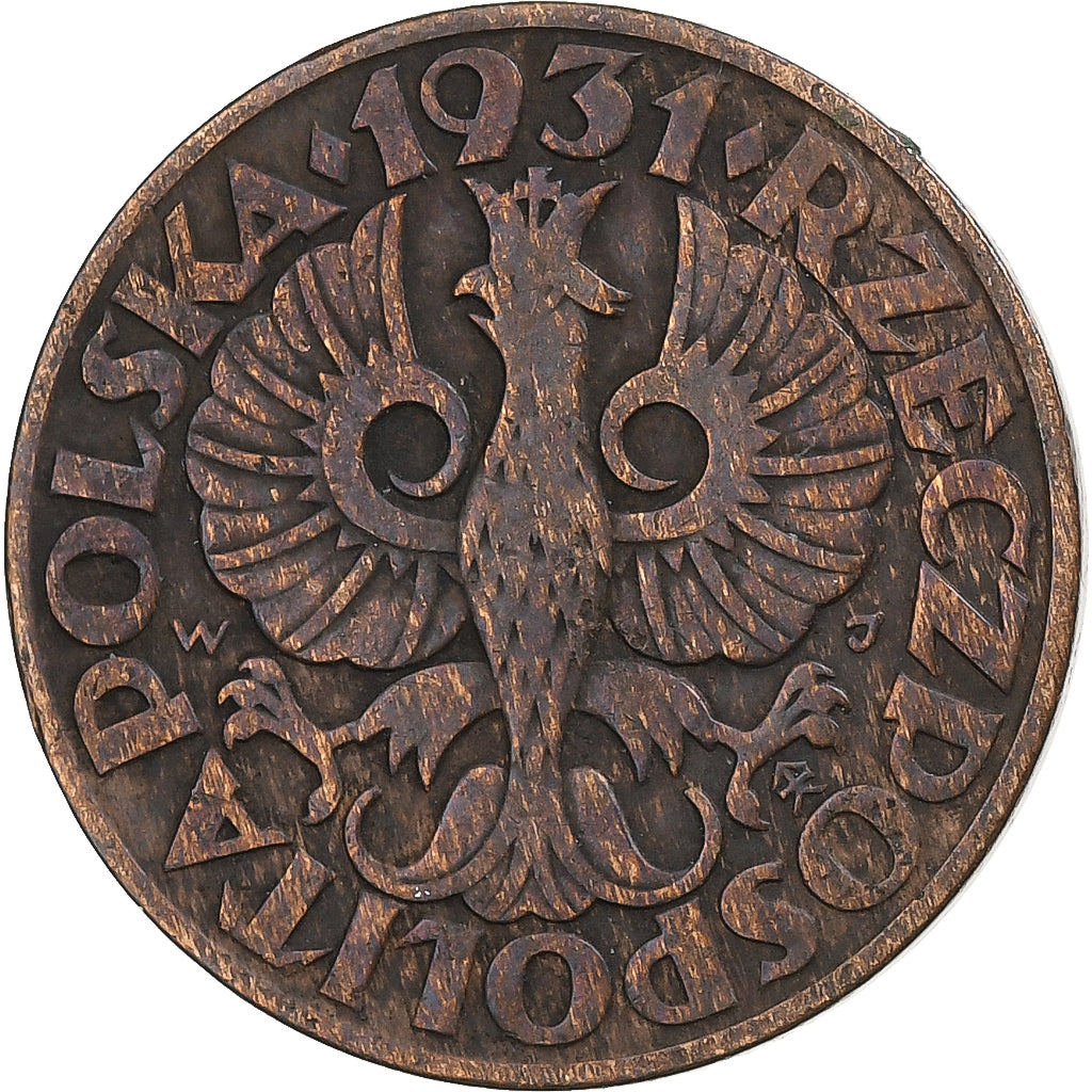 Polonia, 5 Groszy, 1931, Warsaw, Bronzo, MB+