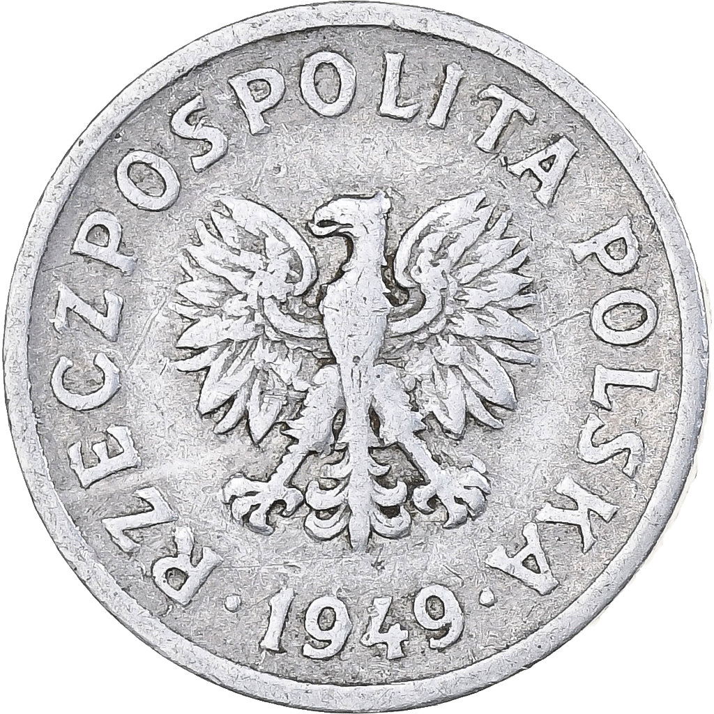 Poland, 10 Groszy, 1949, Warsaw, Aluminum, VF(20-25)