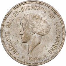 Luxembourg, Charlotte, 5 Francs, 1929, Stuttgart, Silver, VF(30-35)