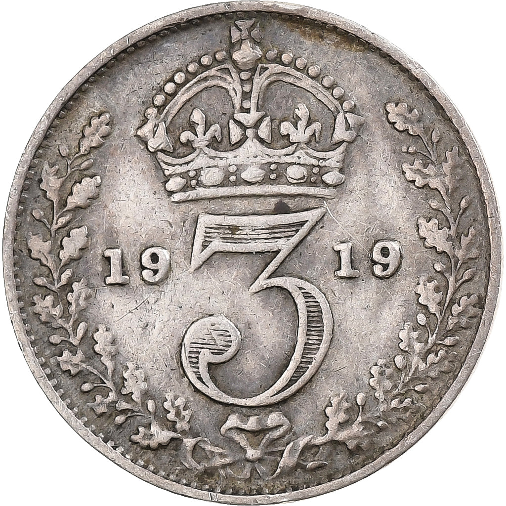 Regno Unito, George V, 3 Pence, 1919, London, maundy, Argento, MB