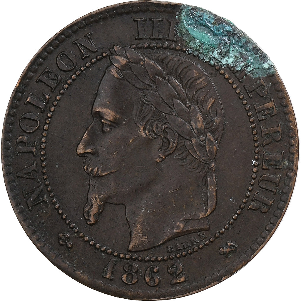 Francja, Napoleon III, 2 Centimes, 1862, Bordeaux, Brązowy, EF(40-45)