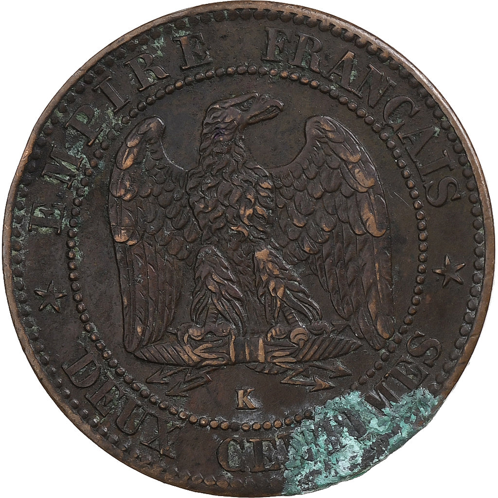 Francja, Napoleon III, 2 Centimes, 1862, Bordeaux, Brązowy, EF(40-45)