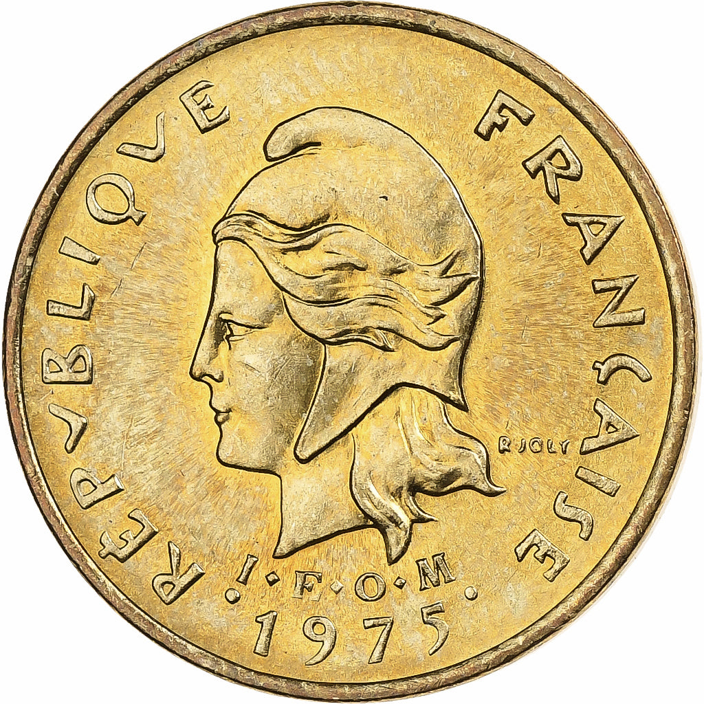 New Hebrides, 2 Francs, 1975, MDP, Nickel-brass, AU(55-58)