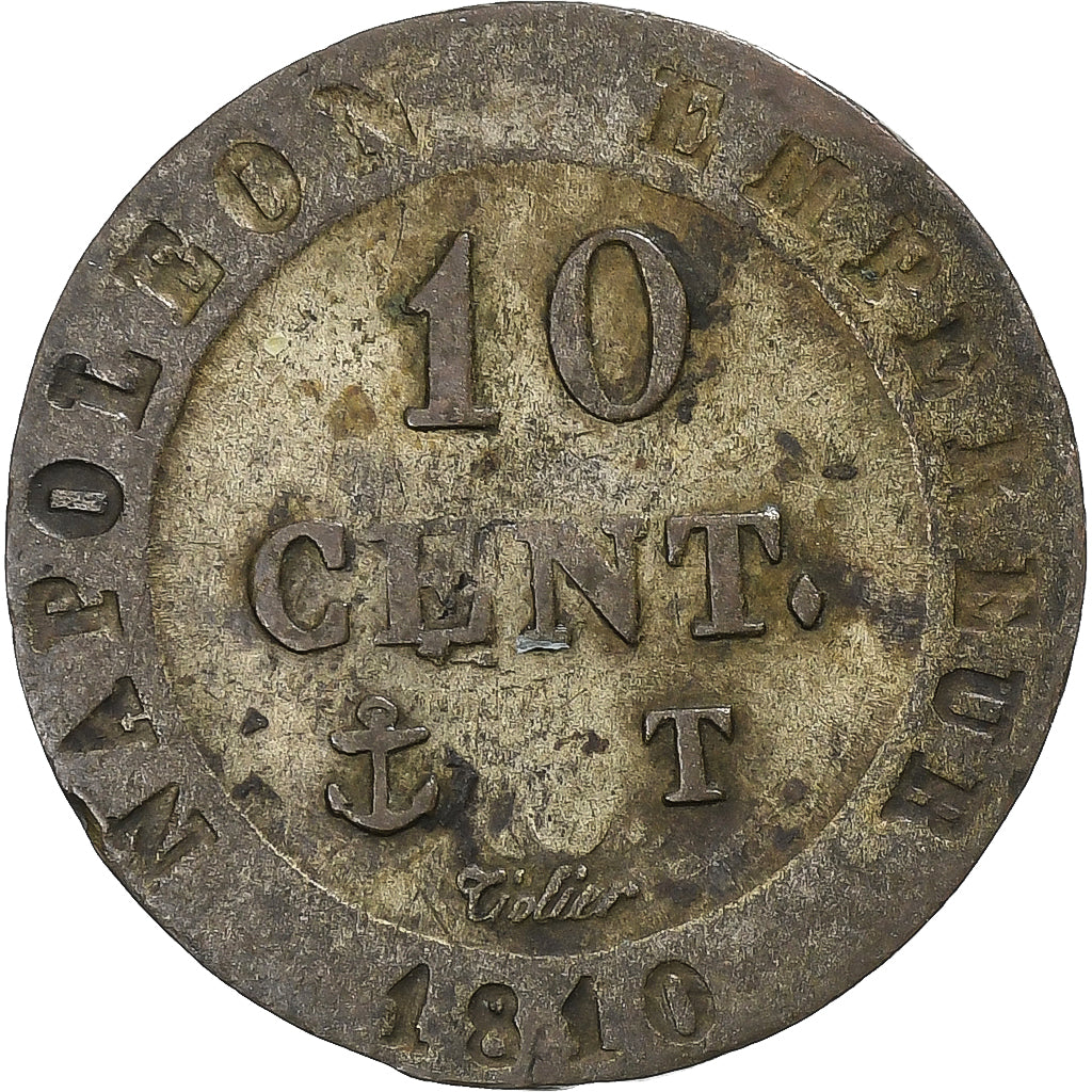 France, Napoléon Ier, 10 Centimes, 1810, Nantes, Billon, TB, Gadoury:190