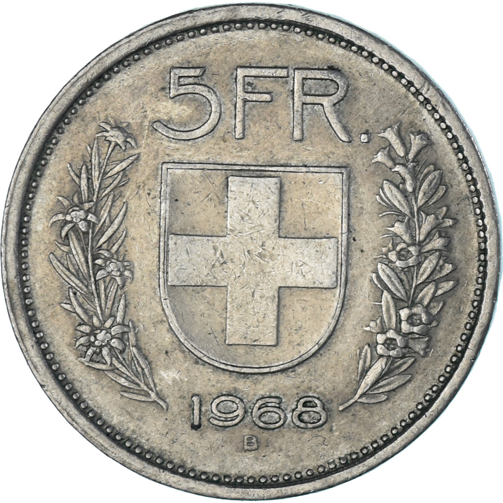 Moneda, Suiza, 5 Francs, 1968