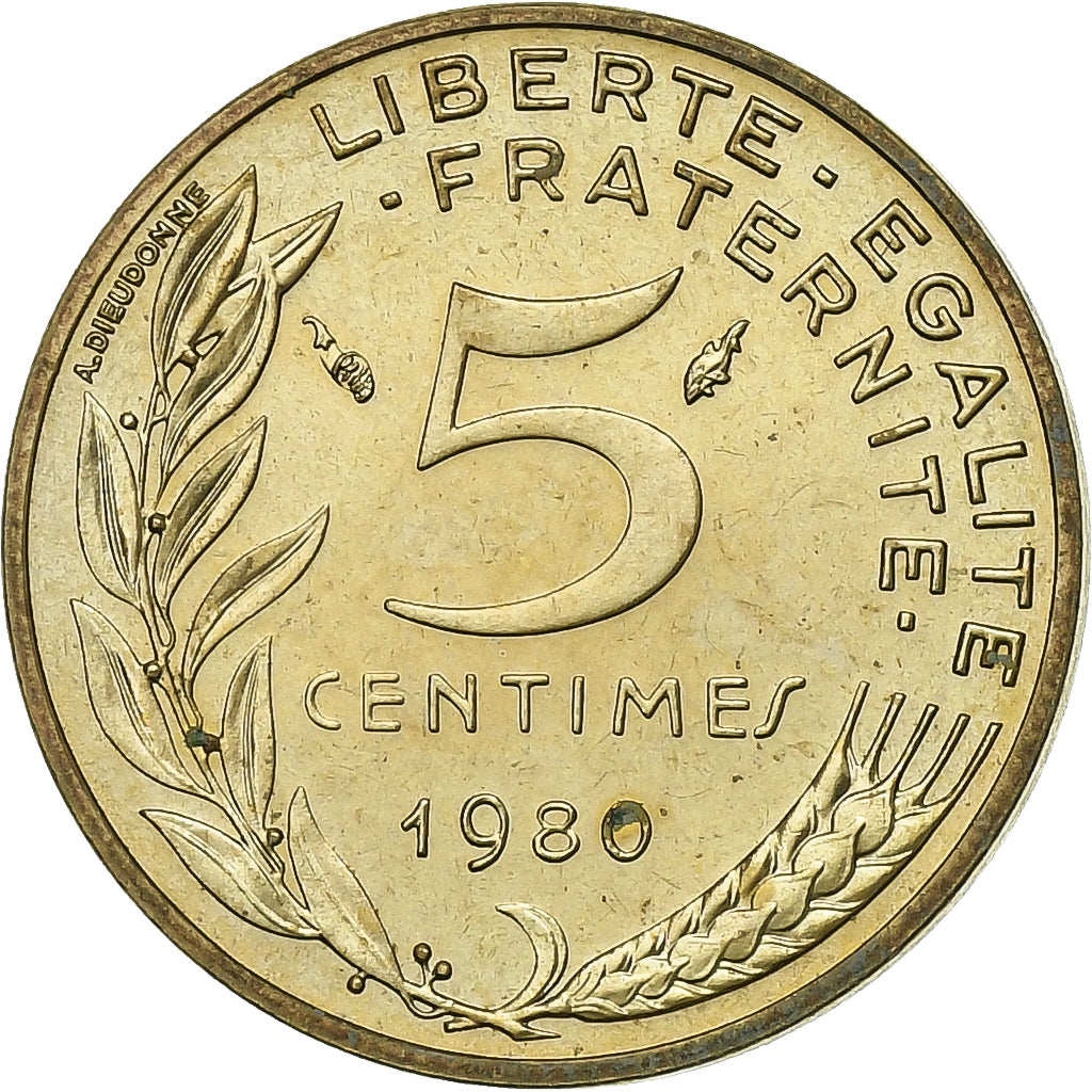 Frankrijk, 5 Centimes, Marianne, 1980, MDP, série FDC, Aluminum-Bronze, FDC