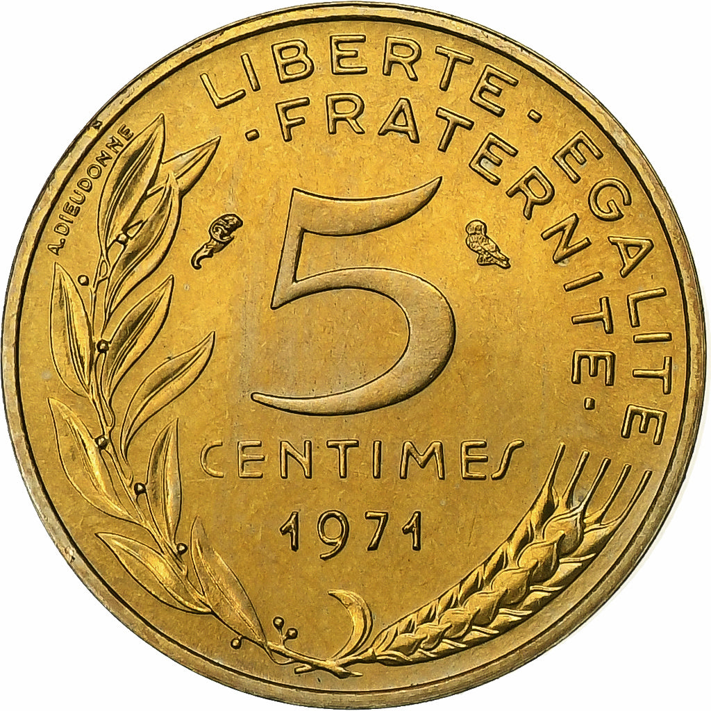 Francia, 5 Centimes, Marianne, 1971, MDP, série FDC, Aluminio - bronce, FDC