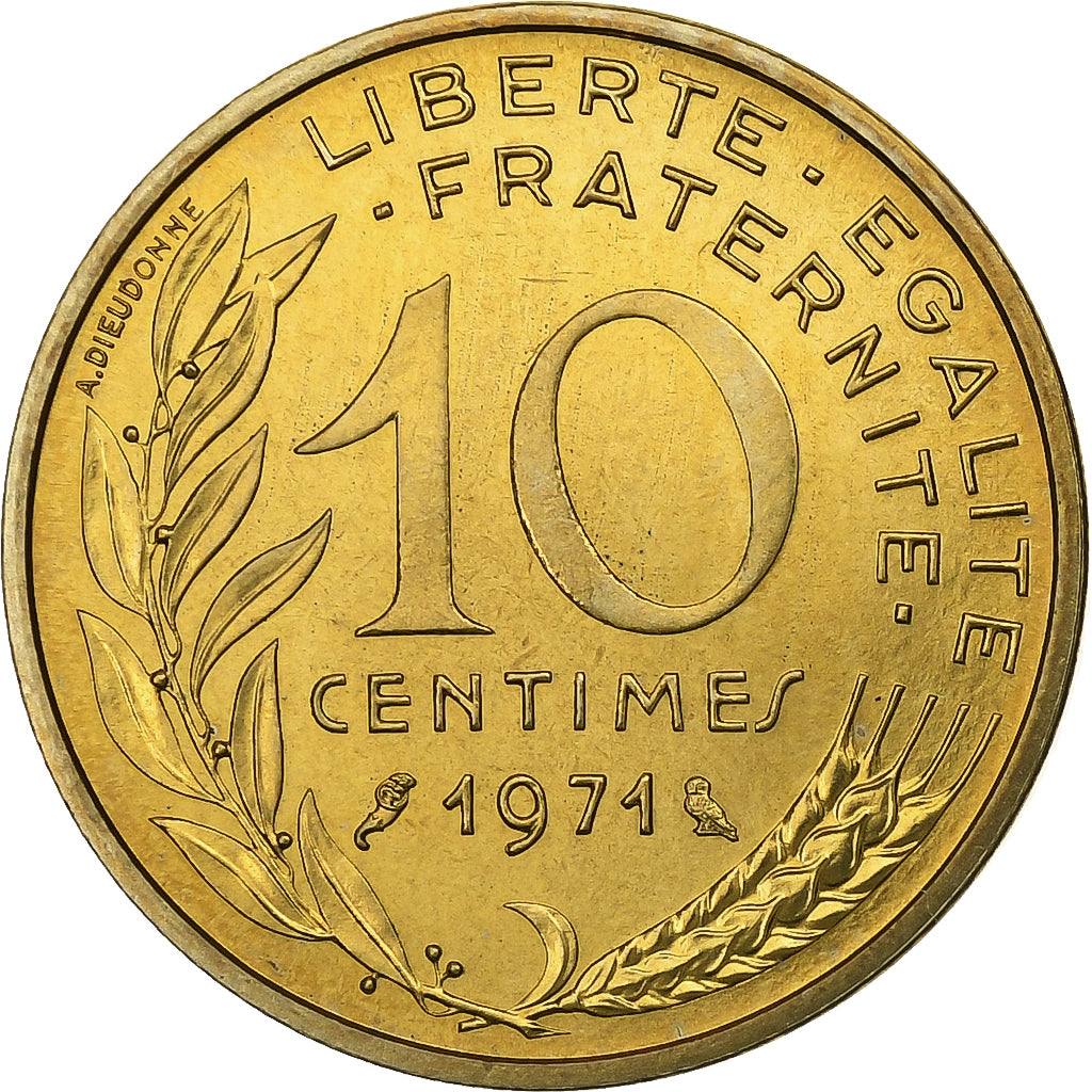 Francia, 10 Centimes, Marianne, 1971, MDP, série FDC, Alluminio-bronzo, FDC