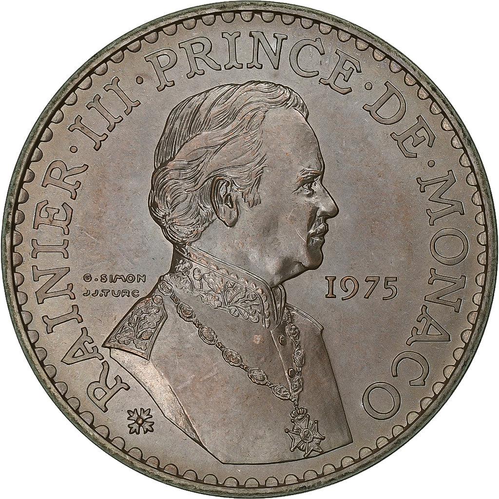 Monaco, Rainier III, 50 Francs, 1975, MDP, série FDC, Silber, STGL