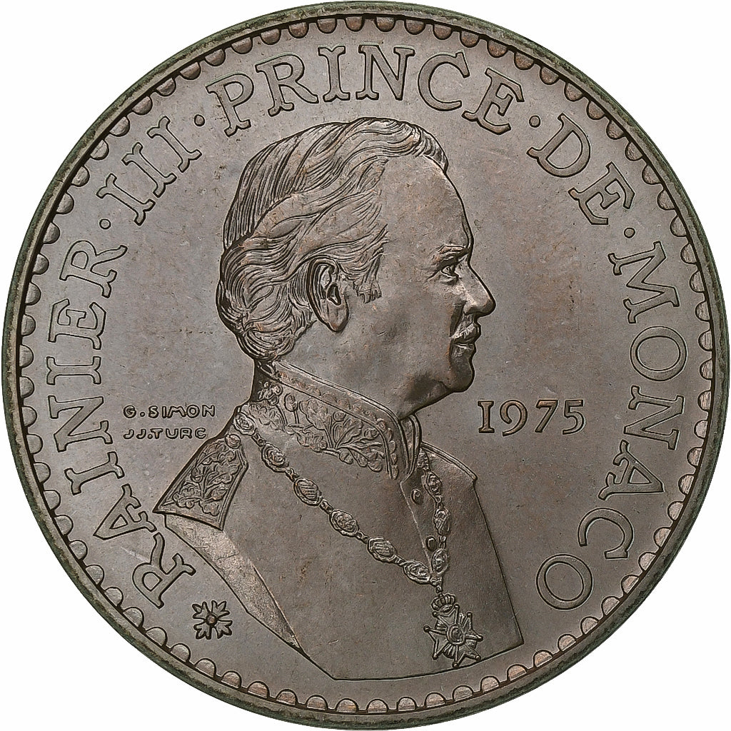 Monaco, Rainier III, 50 Francs, 1975, MDP, série FDC, Silber, STGL