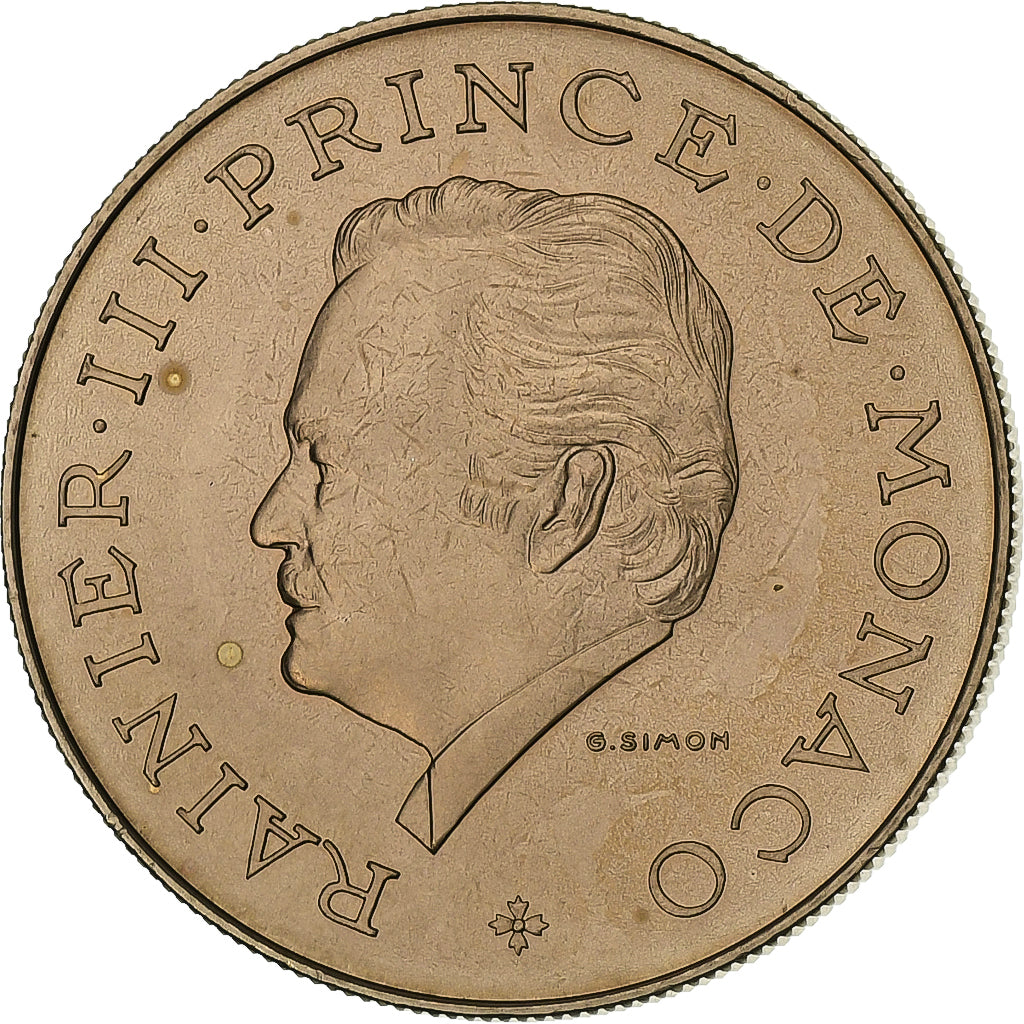 Mónaco, Rainier III, 10 Francs, 1975, MDP, série FDC, Cobre-Níquel-Alumínio
