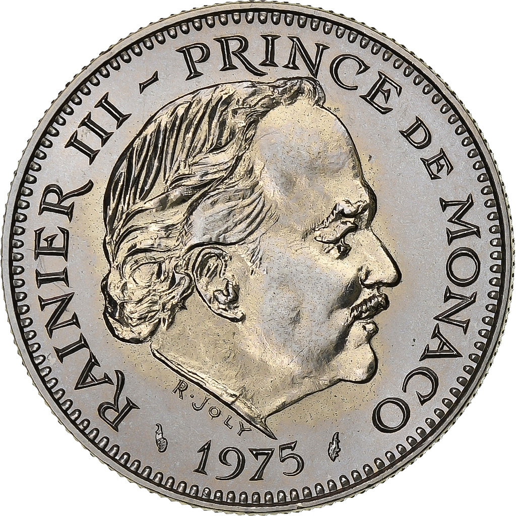 Mónaco, Rainier III, 5 Francs, 1975, MDP, série FDC, Cobre-níquel, MS(65-70)