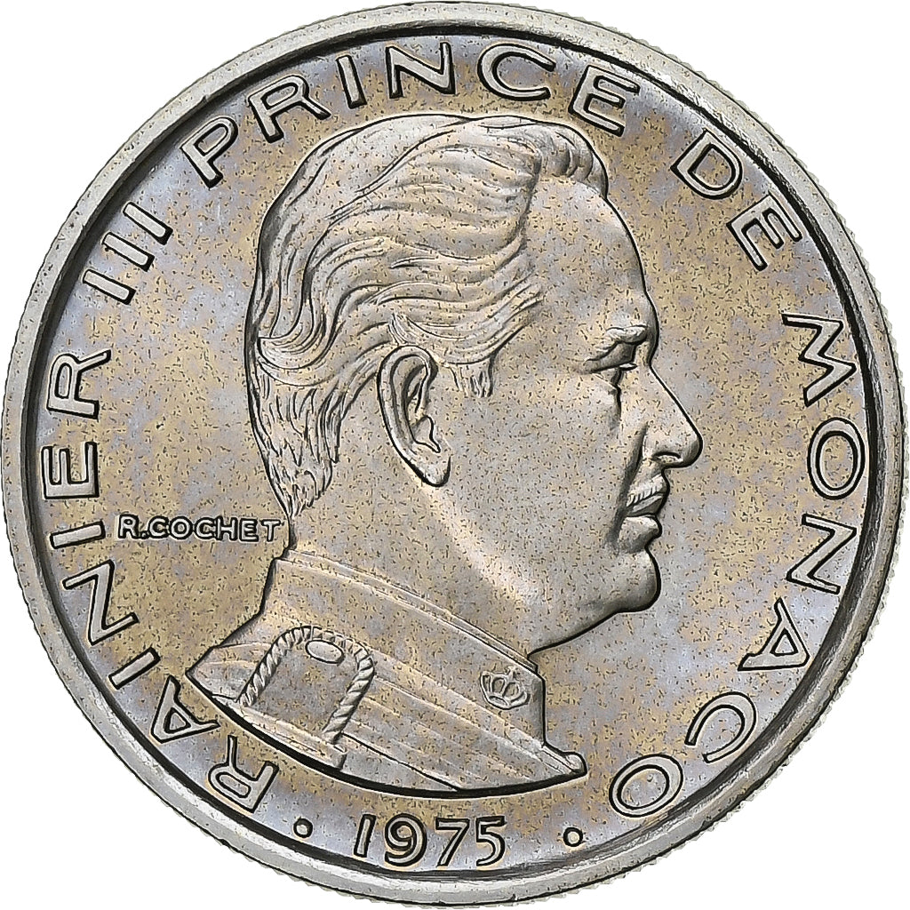 Monaco, Rainier III, 1 Franc, 1975, MDP, série FDC, Nickel, MS(65-70)