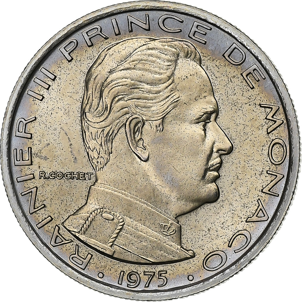 Monaco, Rainier III, 1 Franc, 1975, MDP, série FDC, Nickel, MS(65-70)