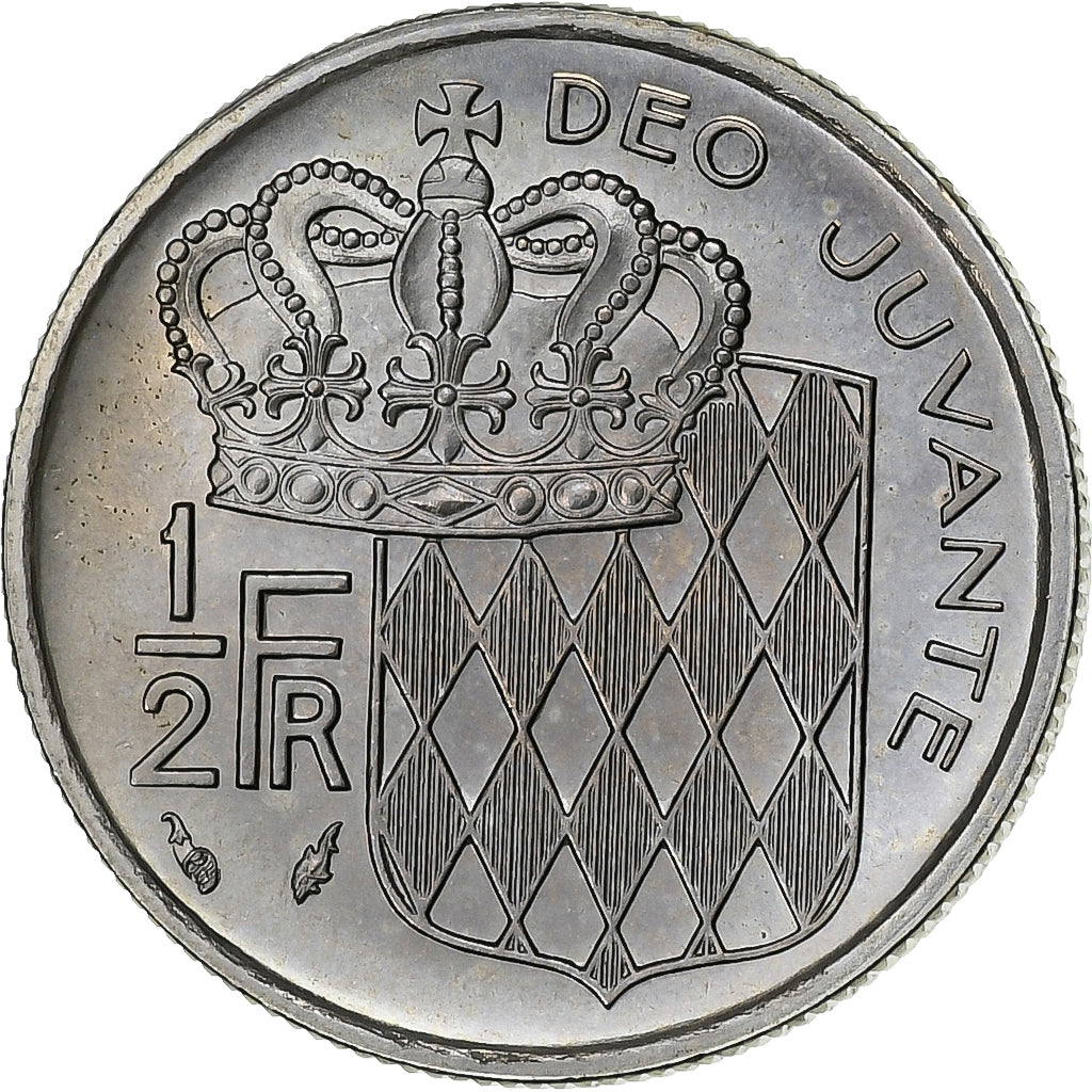 Mónaco, Rainier III, 1/2 Franc, 1975, MDP, série FDC, Níquel, MS(65-70)