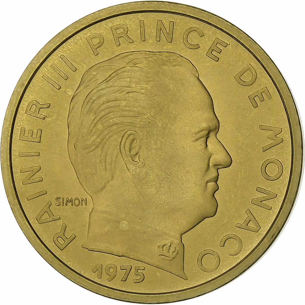 Mónaco, Rainier III, 10 Centimes, 1975, MDP, série FDC, Cobre-Alumínio