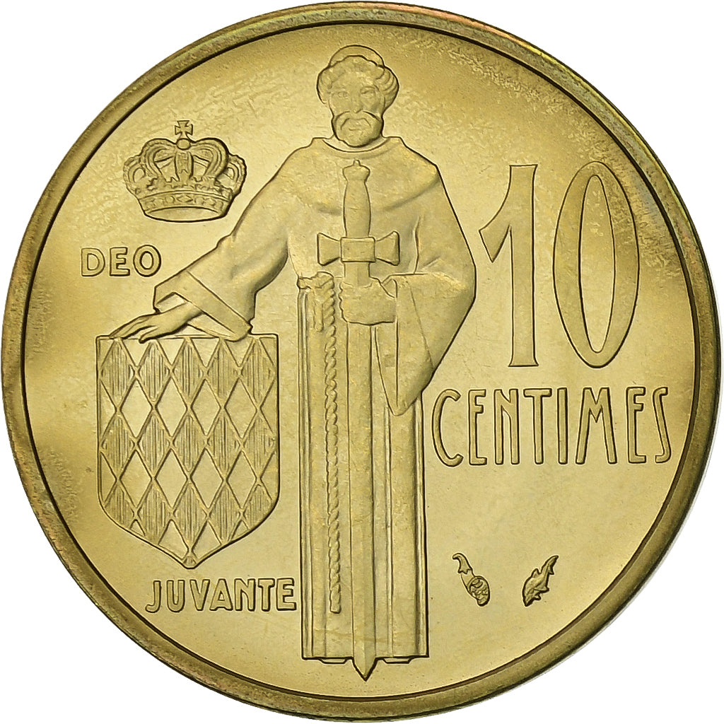 Mónaco, Rainier III, 10 Centimes, 1975, MDP, série FDC, Cobre-Alumínio