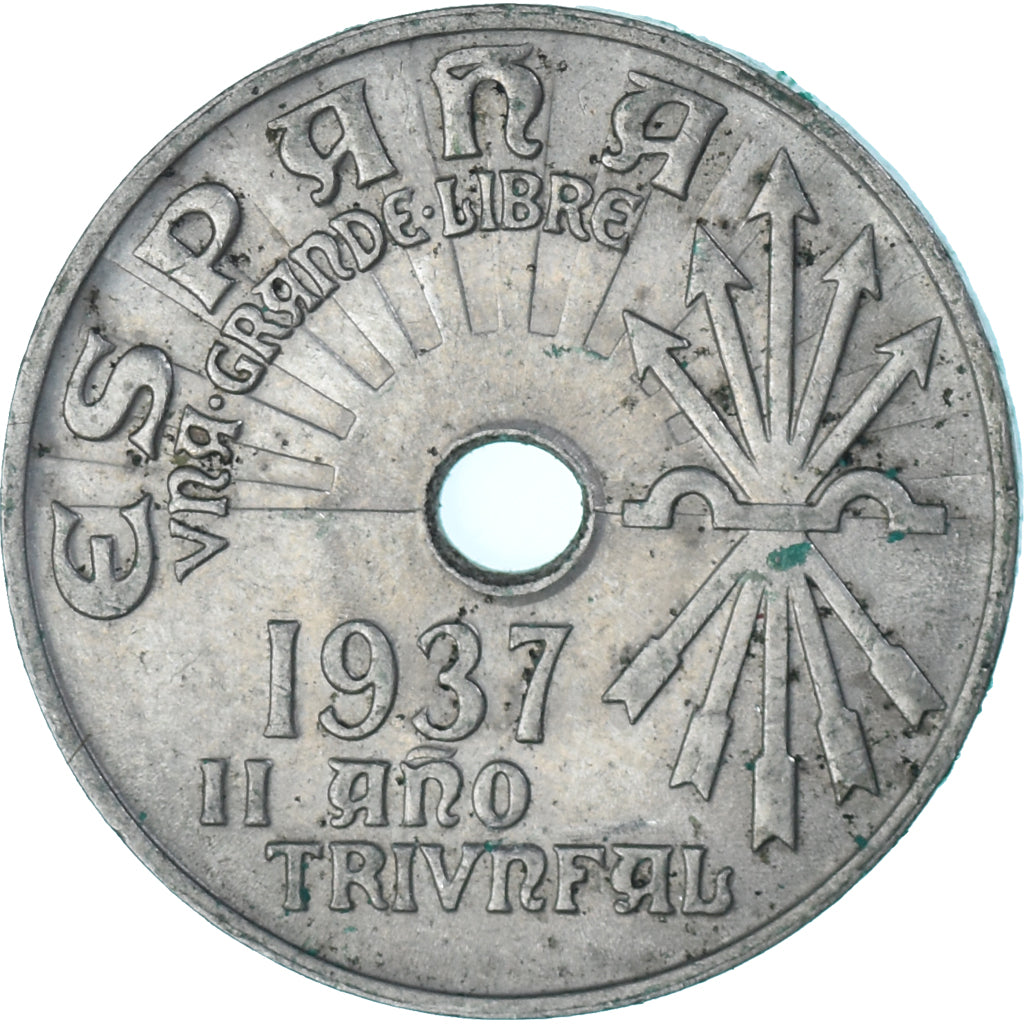 Monnaie, Espagne, 25 Centimos, 1937