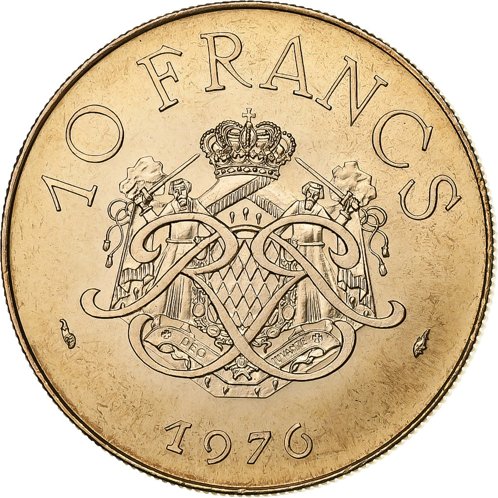 Mónaco, Rainier III, 10 Francs, 1976, MDP, série FDC, Cobre-Níquel-Alumínio
