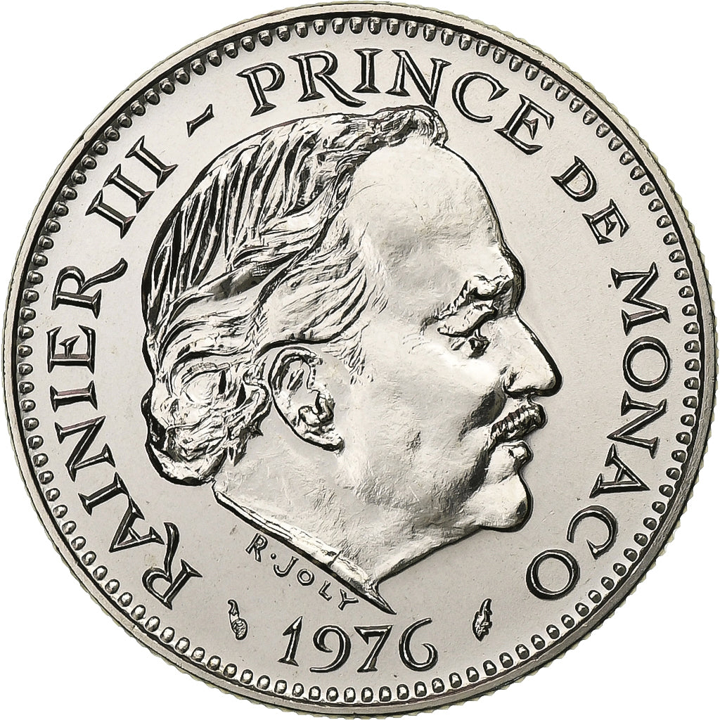 Mónaco, Rainier III, 5 Francs, 1976, MDP, série FDC, Cobre-níquel, MS(65-70)