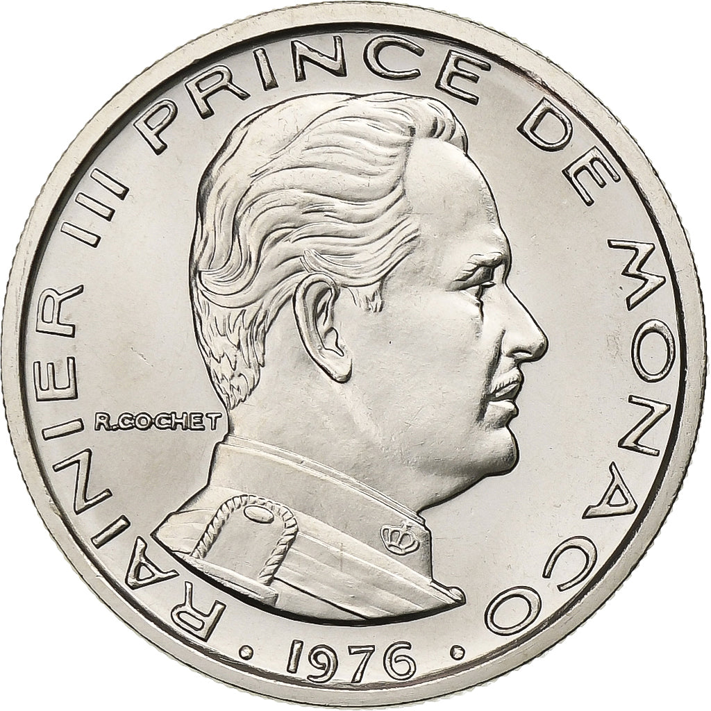 Monaco, Rainier III, 1 Franc, 1976, MDP, série FDC, Nichel, FDC