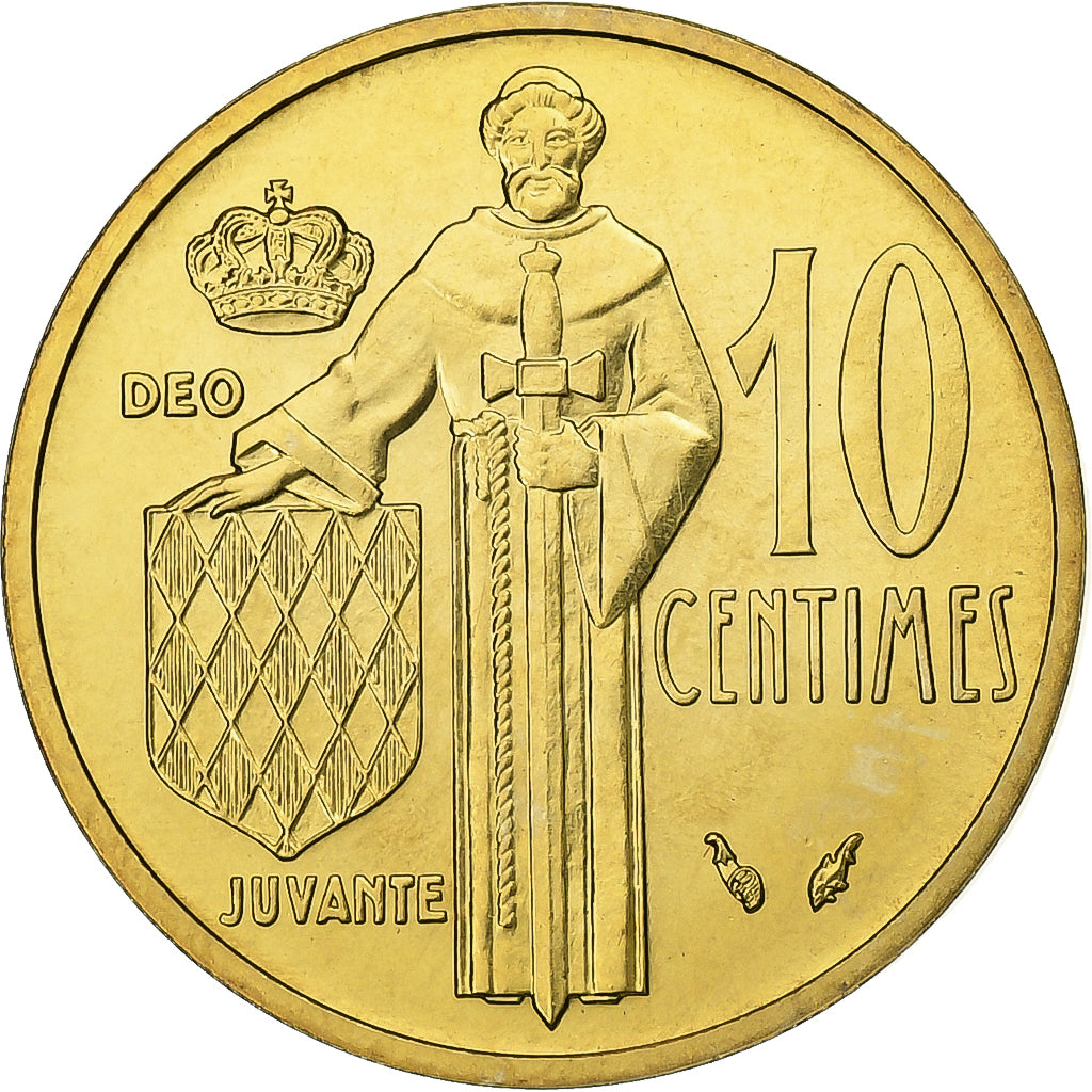 Monaco, Rainier III, 10 Centimes, 1976, MDP, série FDC, Cupro-Aluminium