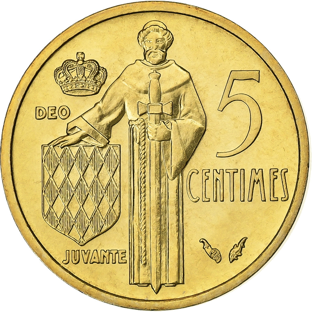 Monaco, Rainier III, 5 Centimes, 1976, MDP, série FDC, Rame-alluminio, FDC