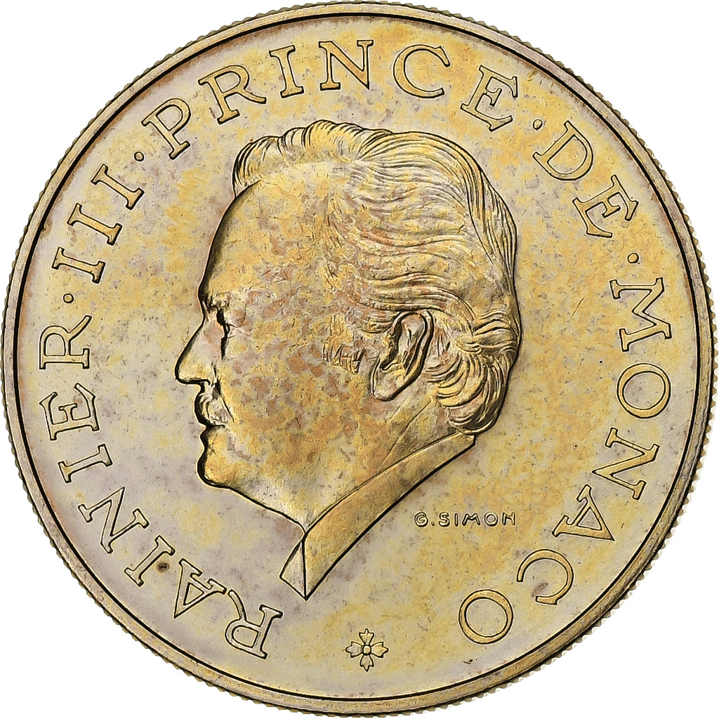 Monaco, Rainier III, 10 Francs, 1974, MDP, série FDC, Miedź-Nikel-Aluminium