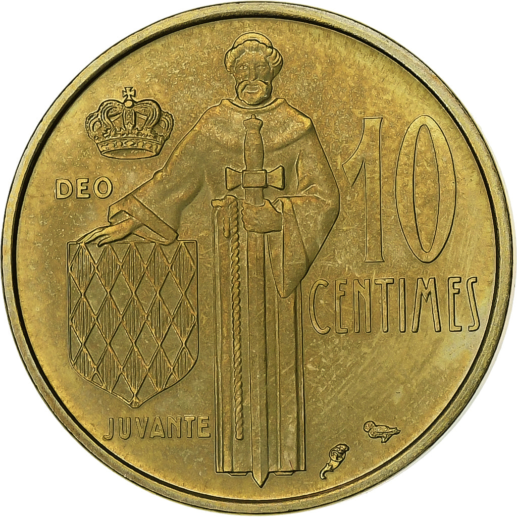 Monaco, Rainier III, 10 Centimes, 1974, MDP, série FDC, Cupro-Aluminium, STGL