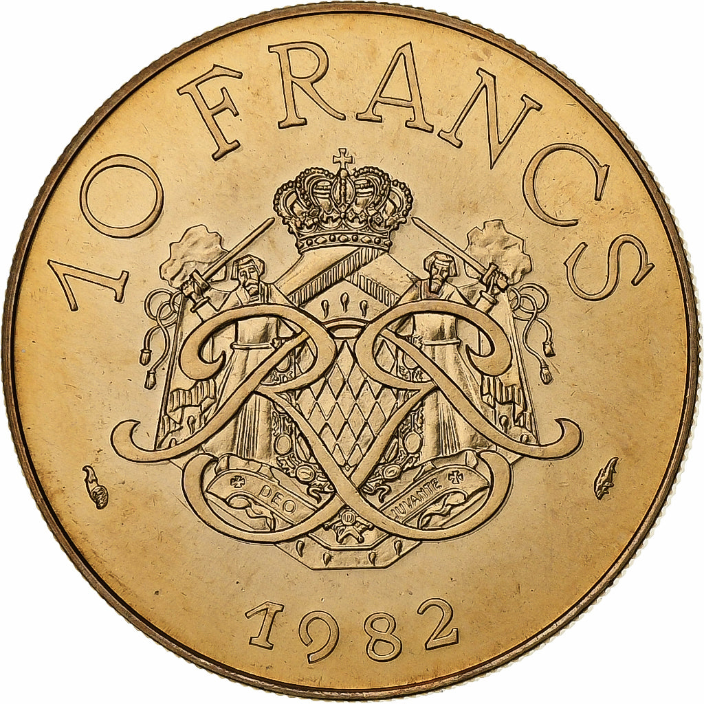 Monaco, Rainier III, 10 Francs, 1982, MDP, série FDC, Miedź-Nikel-Aluminium
