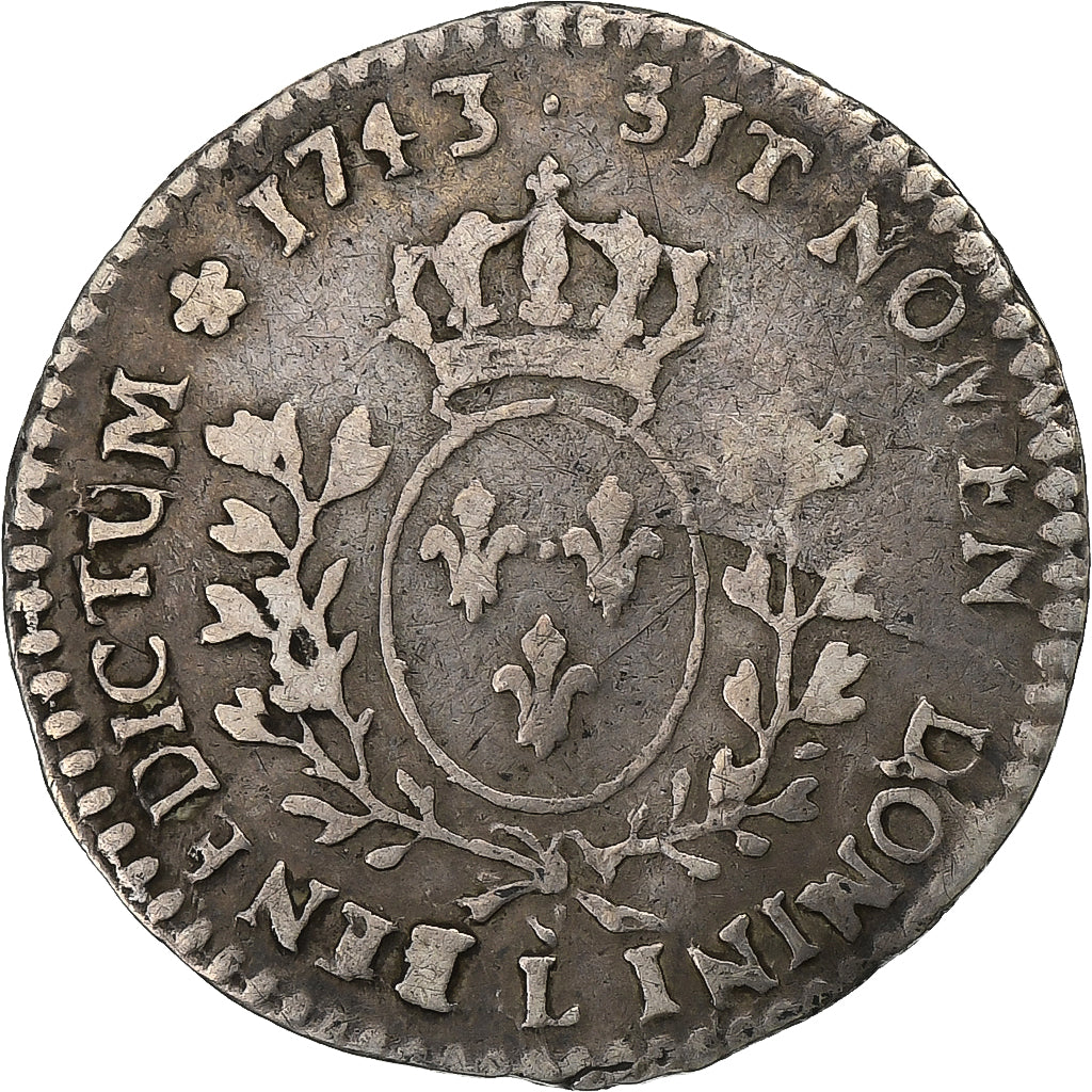 Francia, Louis XV, 1/20 Écu au bandeau, 1743, Bayonne, Plata, BC+