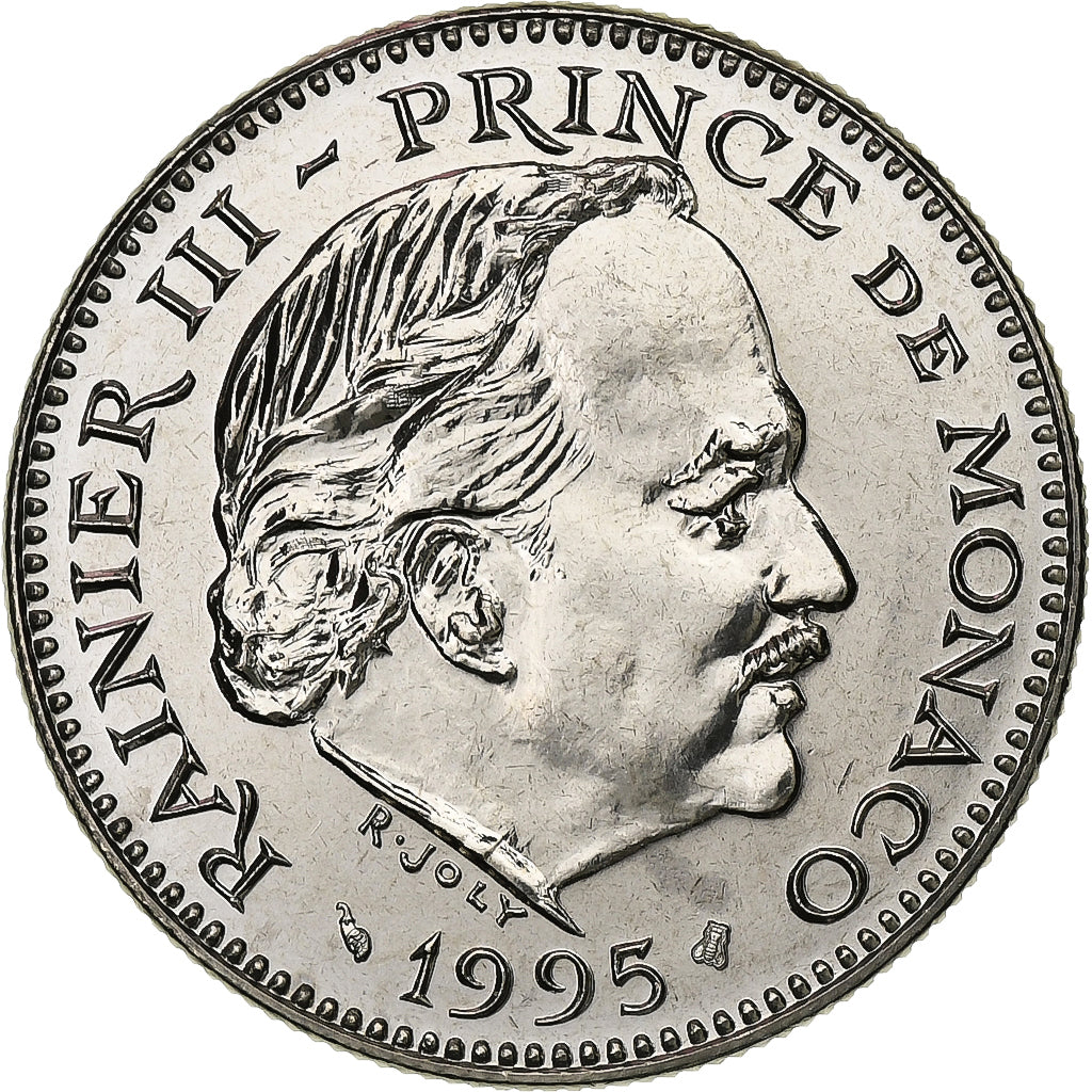 Monaco, Rainier III, 5 Francs, 1995, MDP, Série BU, Miedź-Nikiel, MS(65-70)
