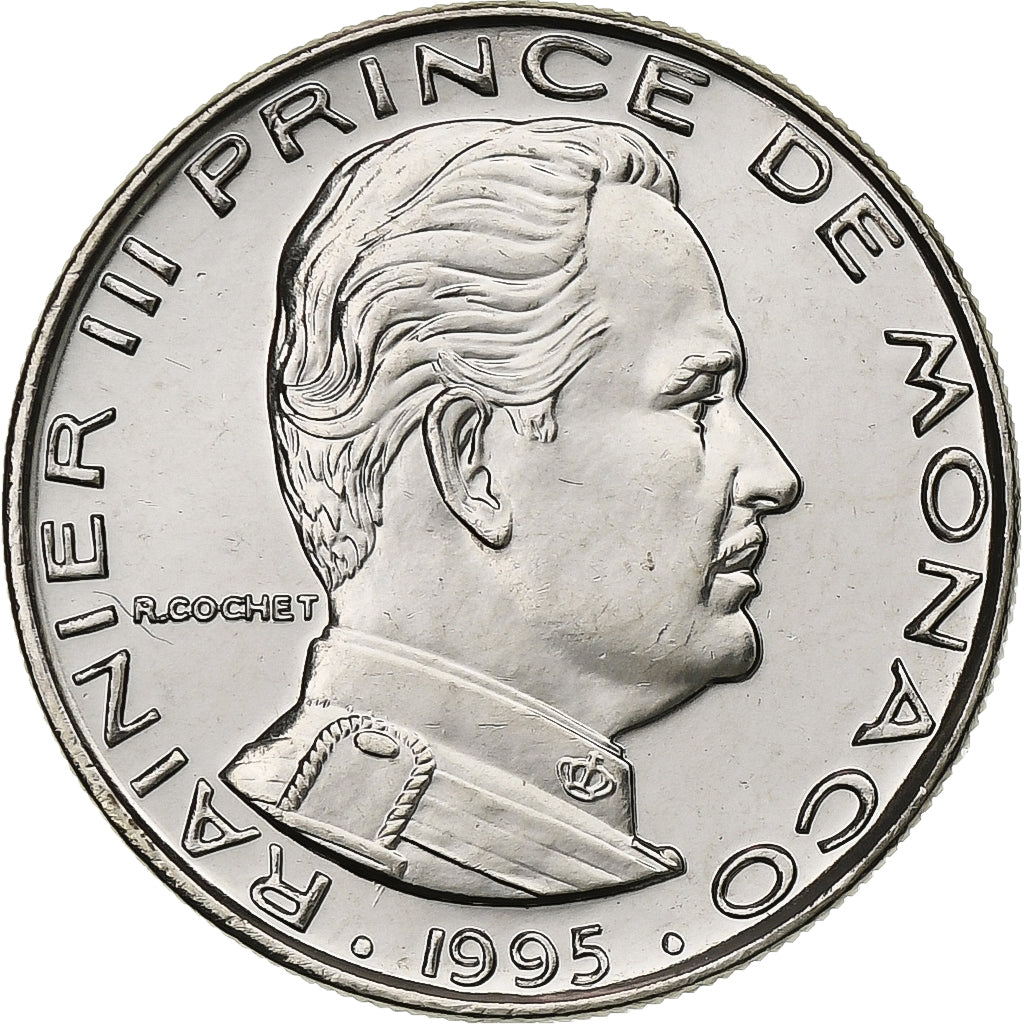 Mónaco, Rainier III, Franc, 1995, MDP, Série BU, Níquel, MS(65-70)