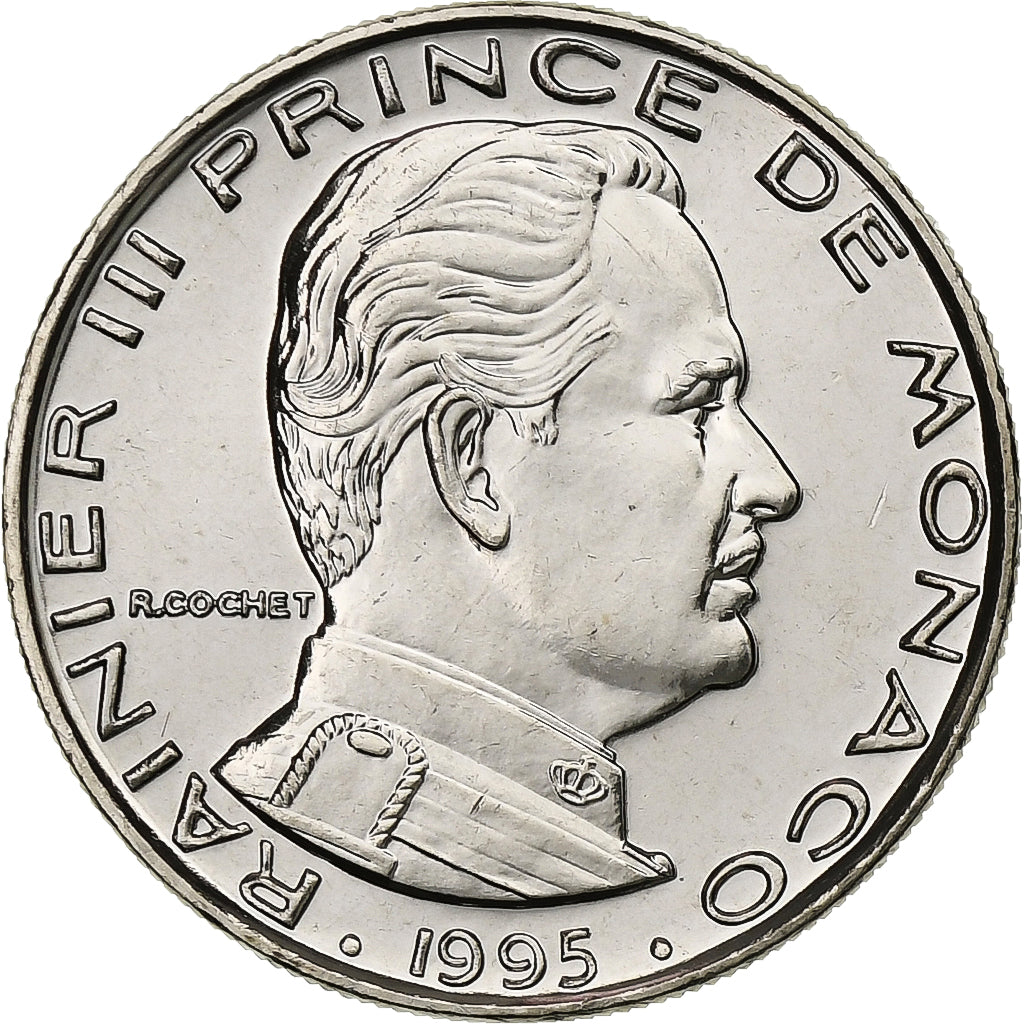 Mónaco, Rainier III, Franc, 1995, MDP, Série BU, Níquel, FDC