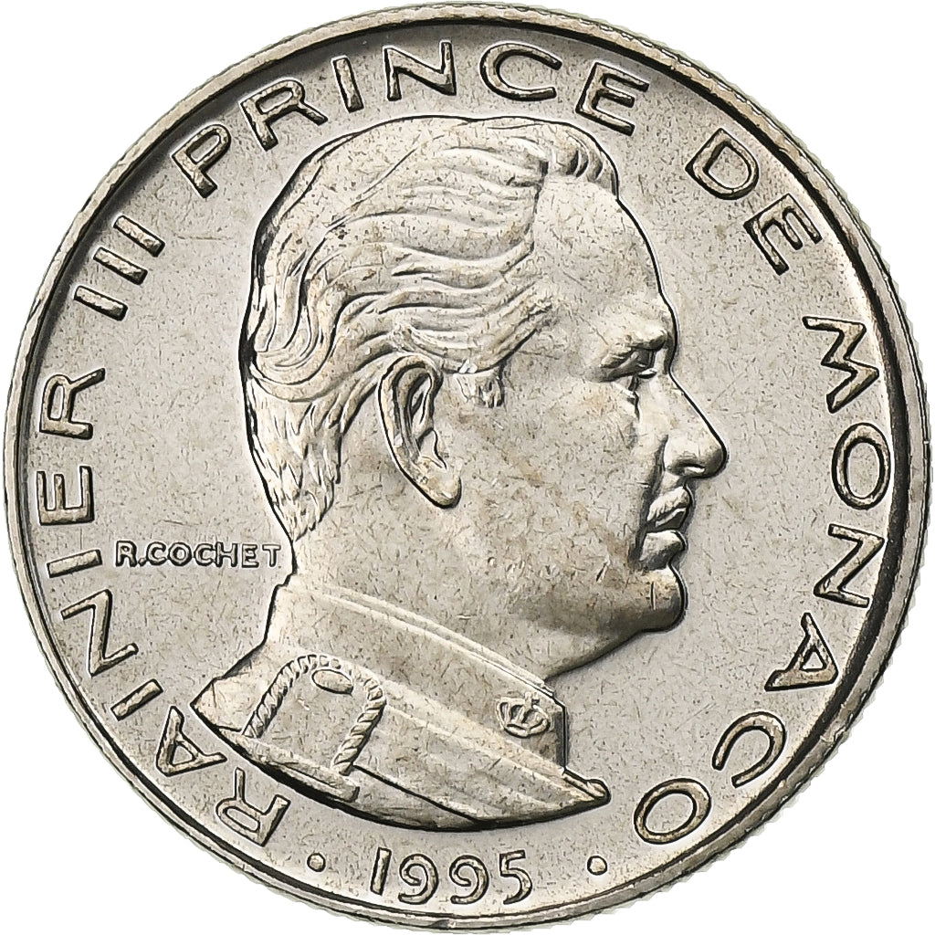 Monaco, Rainier III, 1/2 Franc, 1995, MDP, Série BU, Nickel, STGL