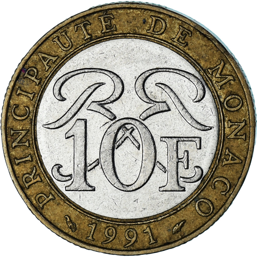 Moeda, Mónaco, 10 Francs, 1991