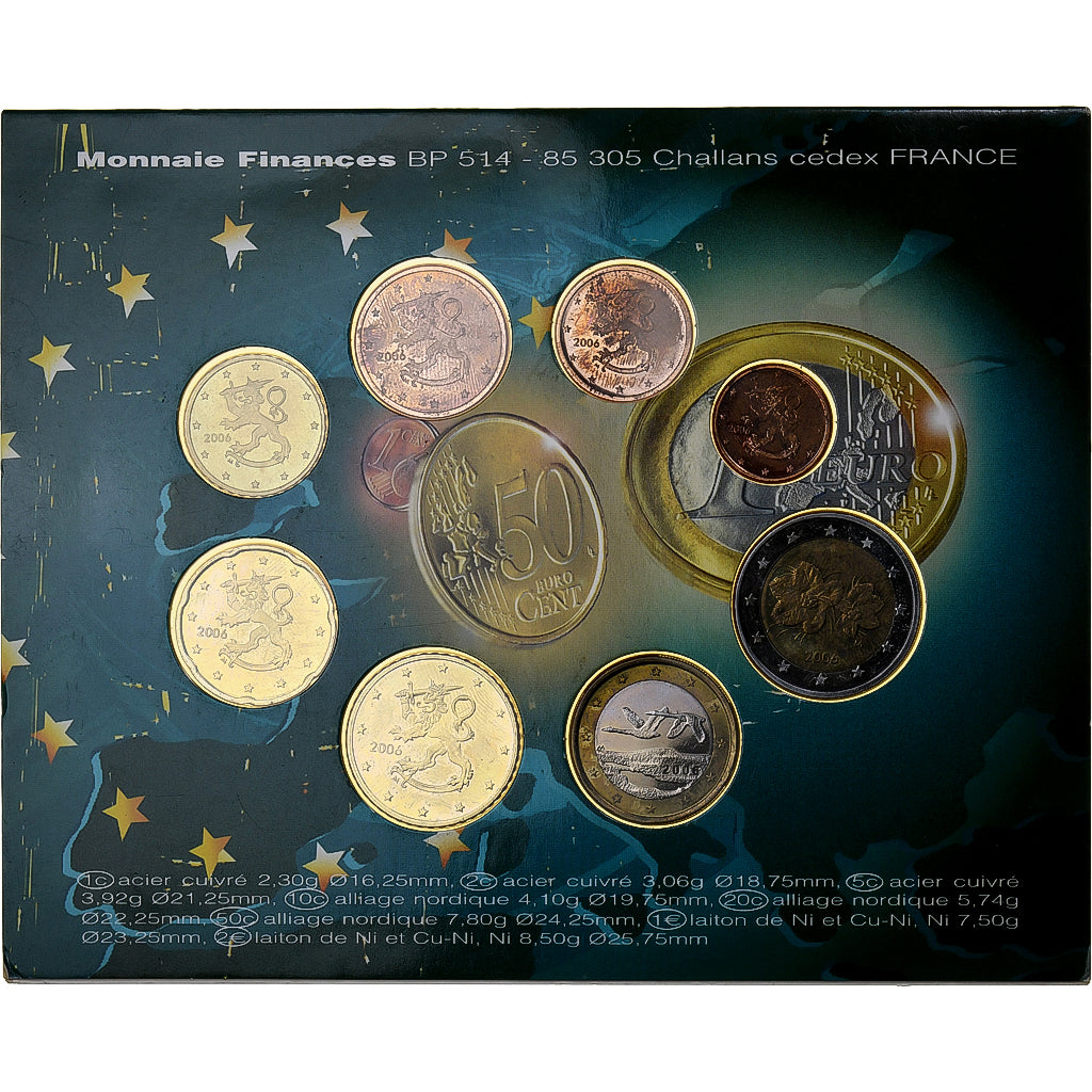 Finlandia, Set 1 ct. - 2 Euro, 2006, Vantaa, Sin información, MBC+