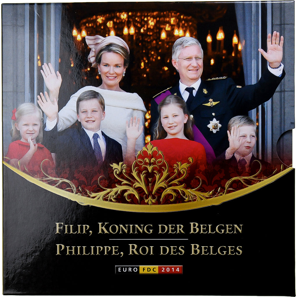 Belgien, Philippe, Set 1 ct. - 2 Euro + Medal, FDC, 2014, Brussels, STGL