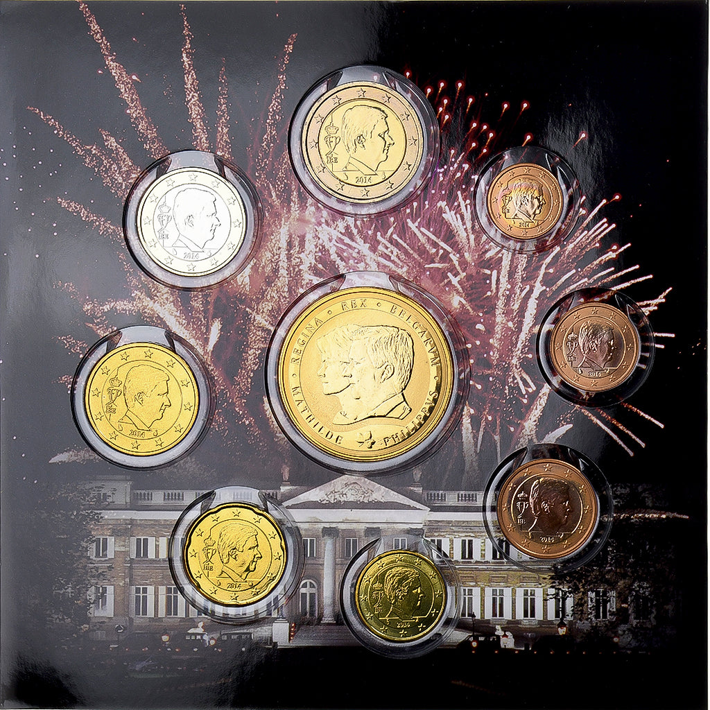 Belgien, Philippe, Set 1 ct. - 2 Euro + Medal, FDC, 2014, Brussels, STGL