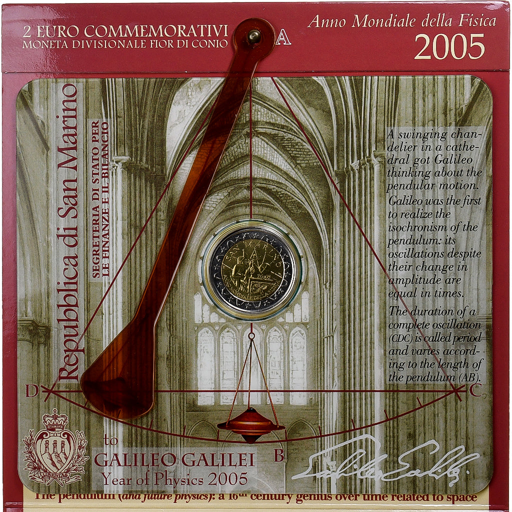 Saint Marin, 2 Euro, Galileo Galilei, 2005, Rome, Bimétallique, FDC
