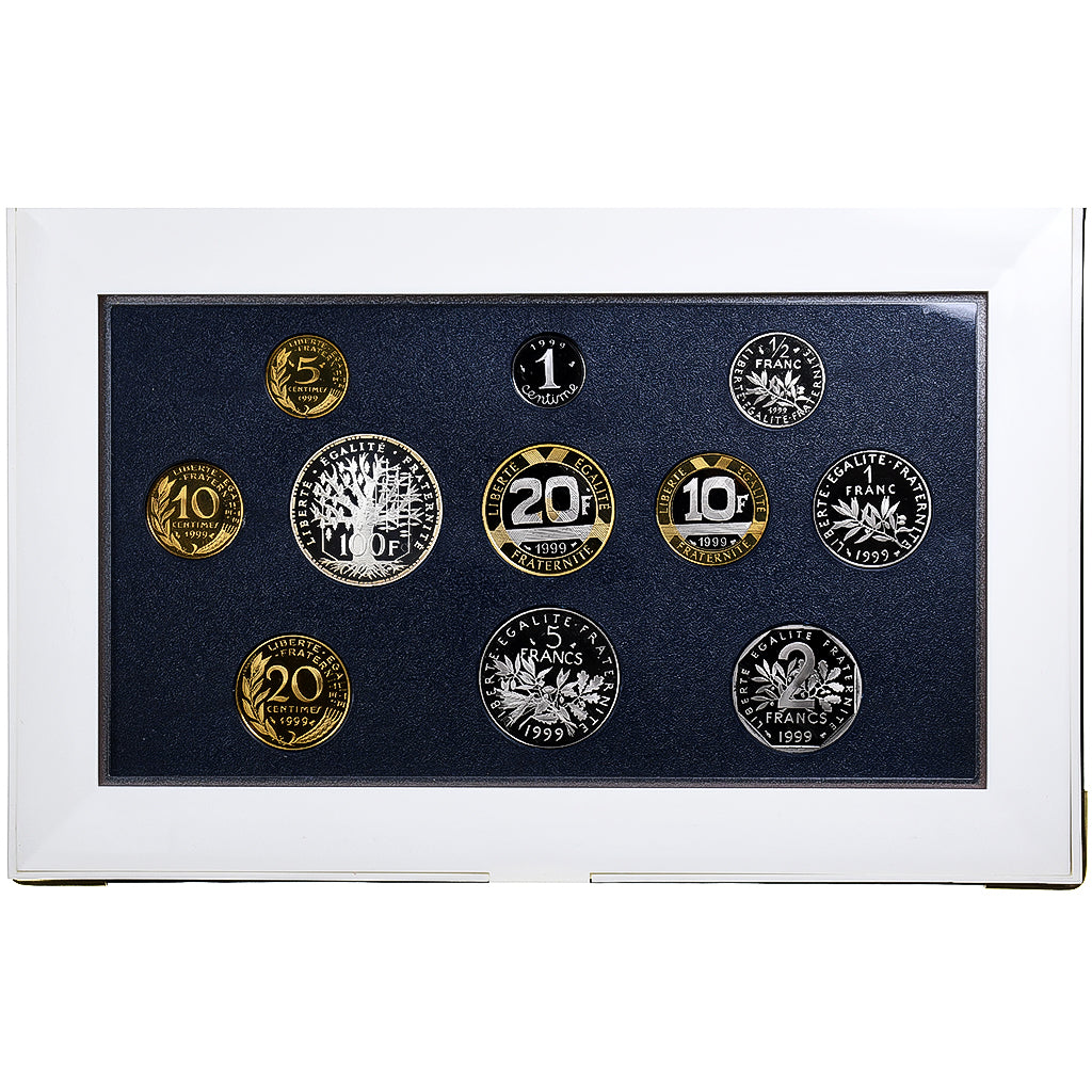 France, Coffret 1 c. à 100 frs., 1999, MDP, Proof, MS(65-70)