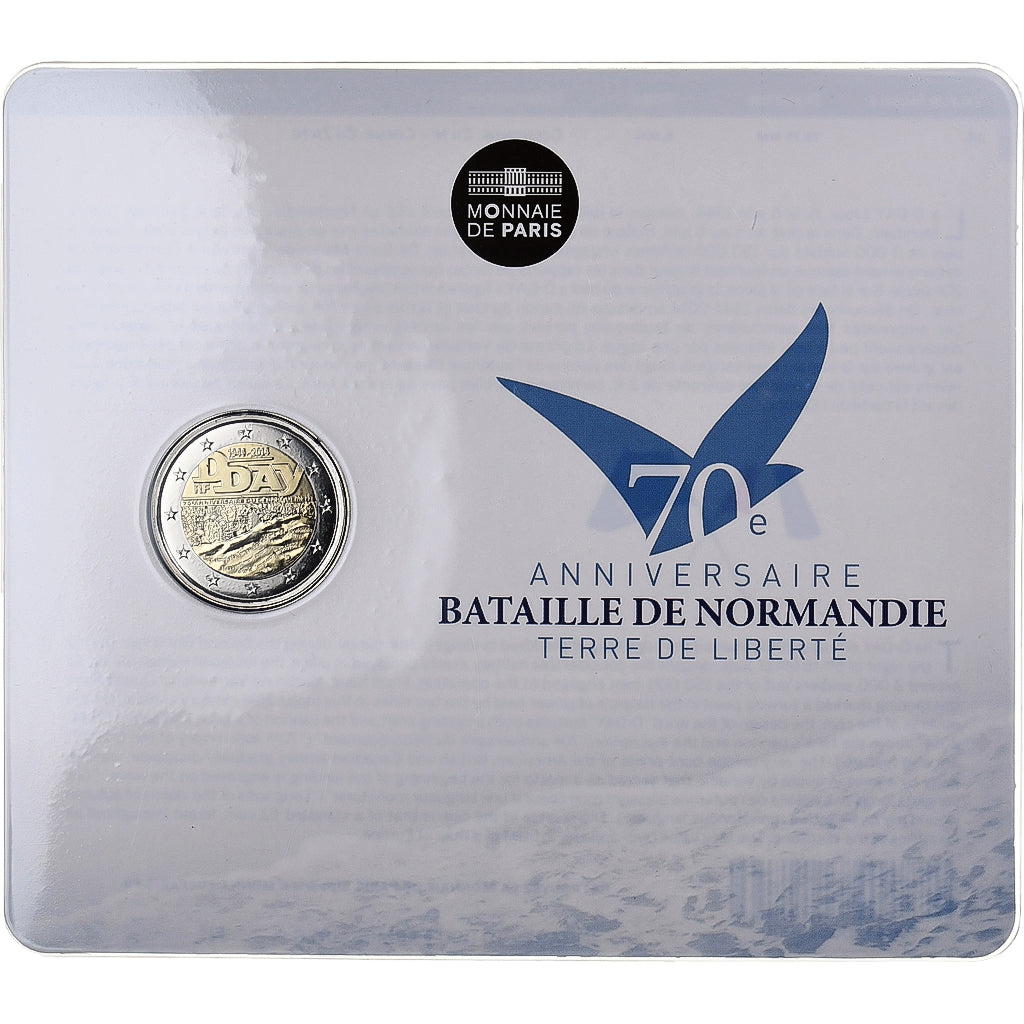 France, 2 Euro, D-day, BU, 2014, MDP, Bi-Metallic, MS(65-70)