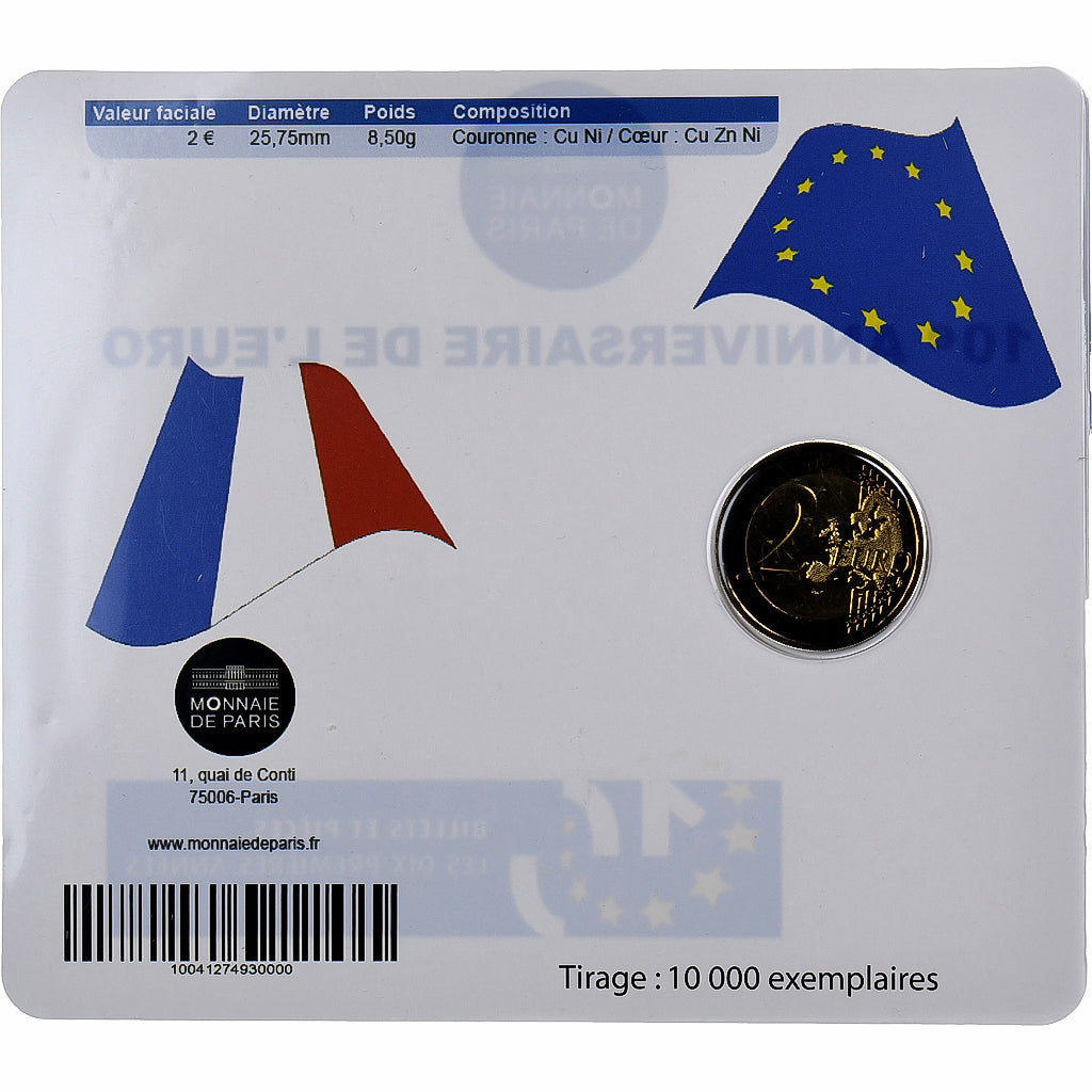 France, 2 Euro, 10 Years of Euros Cash, BU, 2012, MDP, Bi-Metallic, MS(65-70)