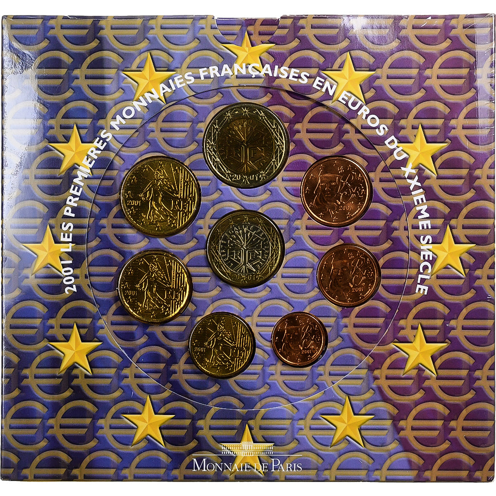 France, Coffret 1c. à 2€, BU, 2001, MDP, MS(65-70)