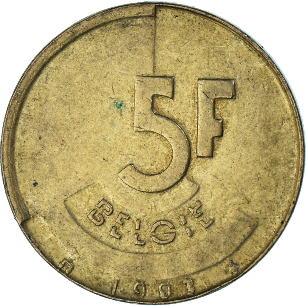 Moneta, Belgio, 5 Francs, 5 Frank, 1993